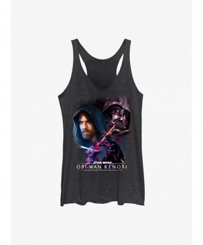 Absolute Discount Star Wars Obi-Wan Big Face Off Girls Raw Edge Tank $8.34 Tanks