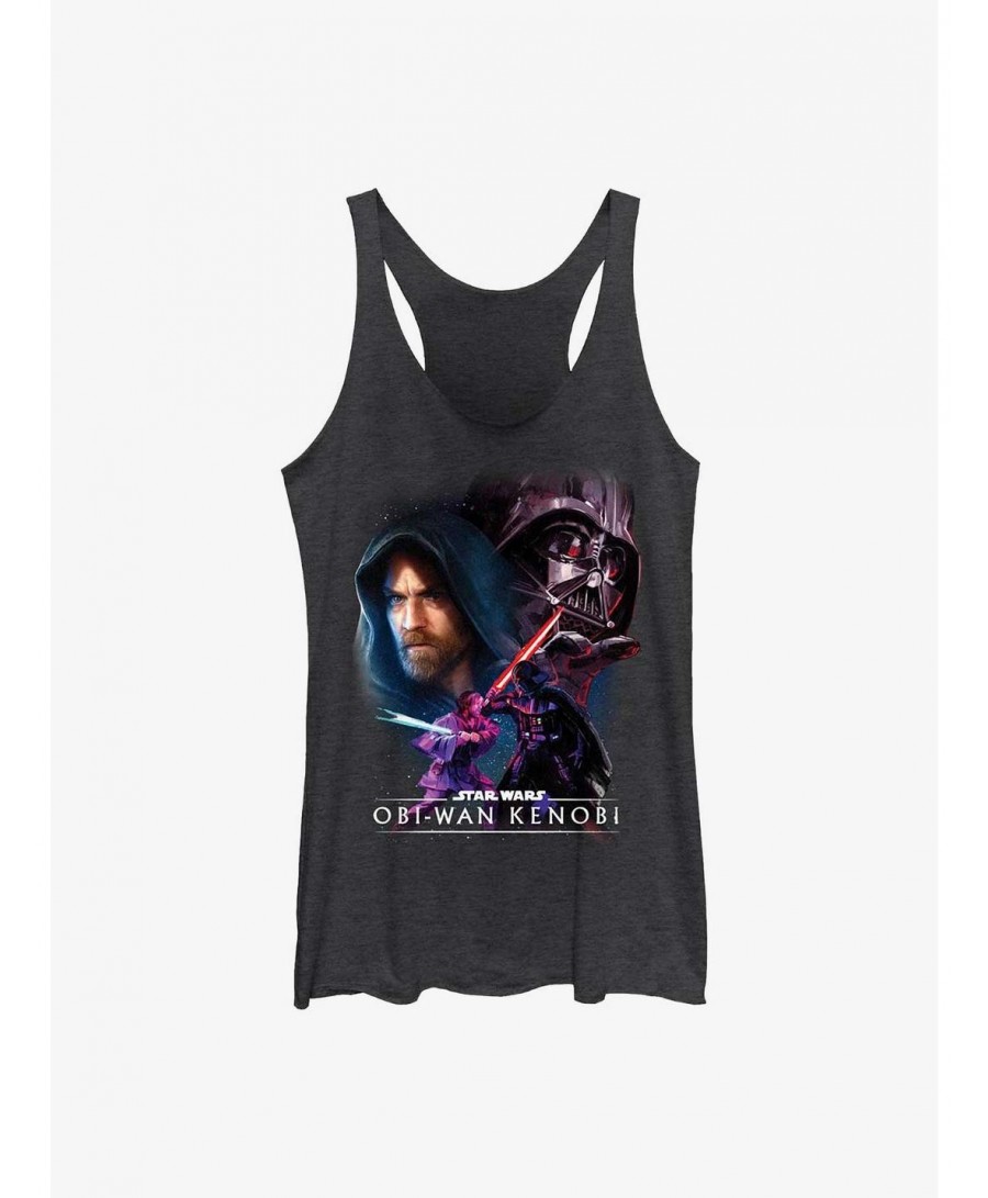 Absolute Discount Star Wars Obi-Wan Big Face Off Girls Raw Edge Tank $8.34 Tanks