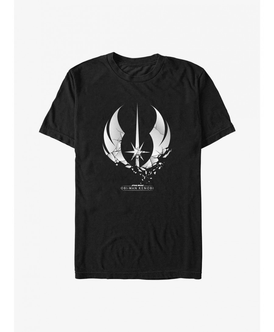 New Arrival Star Wars Obi-Wan Kenobi Shattered Jedi Logo Big & Tall T-Shirt $7.95 T-Shirts