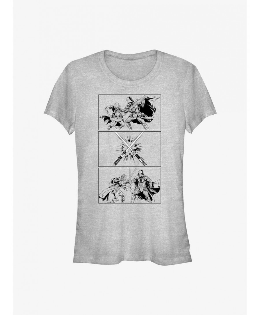 Exclusive Price Star Wars Obi-Wan Kenobi Battle Sequence Girls T-Shirt $8.02 T-Shirts