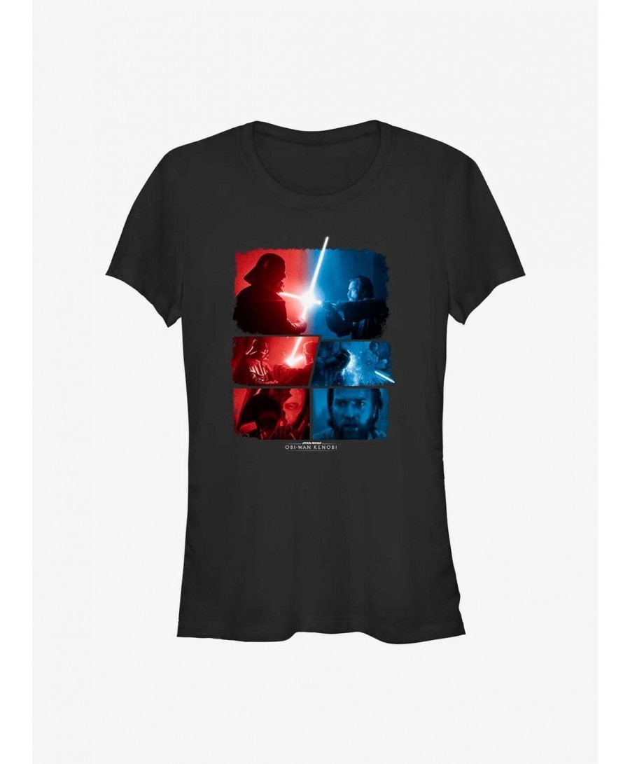 Limited-time Offer Star Wars Obi-Wan Kenobi & Vader Battle Sequence Girls T-Shirt $7.15 T-Shirts