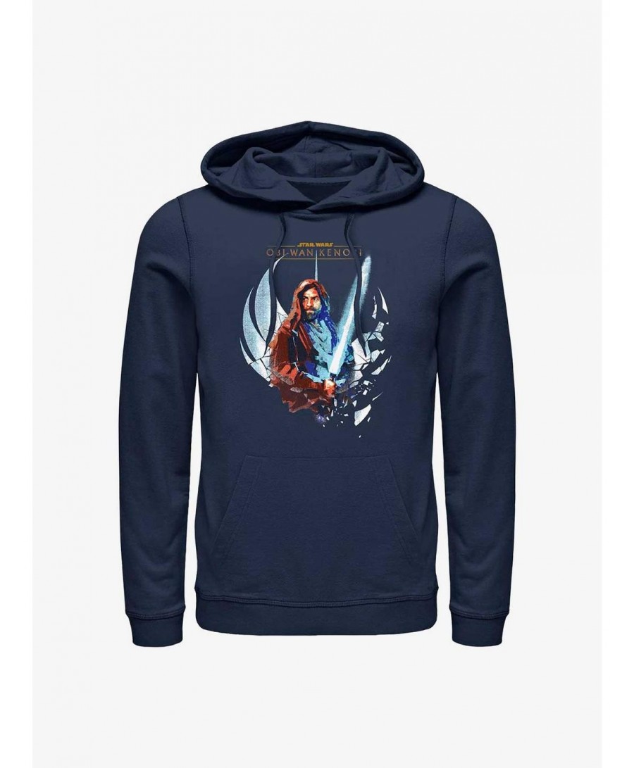 Seasonal Sale Star Wars Obi-Wan Wan Shattered Jedi Logo Hoodie $14.46 Hoodies