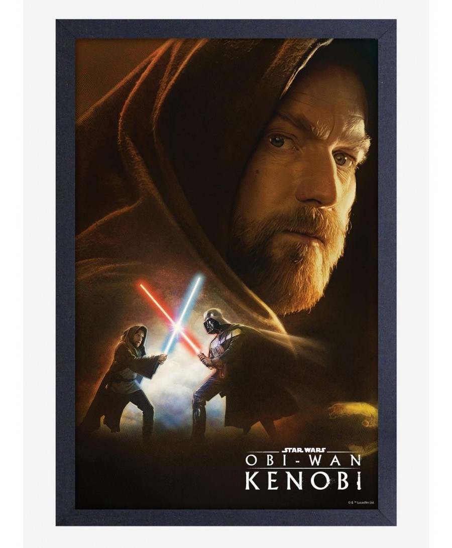 Premium Star Wars Obi-Wan Saber Battle Framed Wood Wall Art $8.96 Others