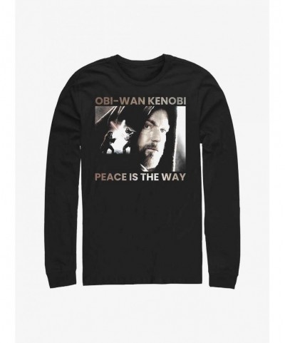 Flash Deal Star Wars Obi-Wan Peace Is The Way Long-SLeeve T-Shirt $8.29 T-Shirts