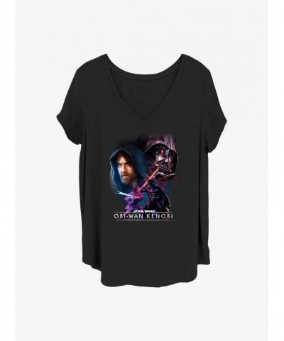 Exclusive Star Wars Obi-Wan and Darth Vader Face Off Girls T-Shirt Plus Size $6.27 T-Shirts