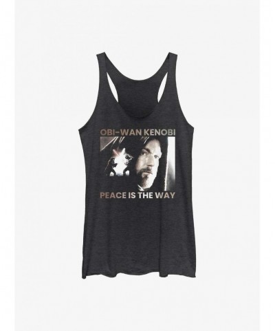 Fashion Star Wars Obi-Wan Peace Is The Way Girls Raw Edge Tank $5.62 Tanks