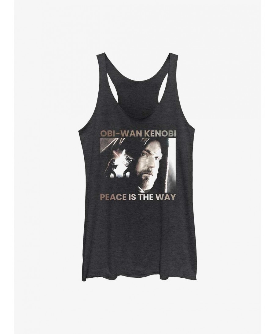 Fashion Star Wars Obi-Wan Peace Is The Way Girls Raw Edge Tank $5.62 Tanks