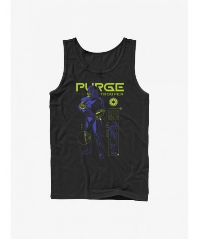 Discount Sale Star Wars Obi-Wan Kenobi Purge Trooper Schematic Tank Top $6.80 Tops