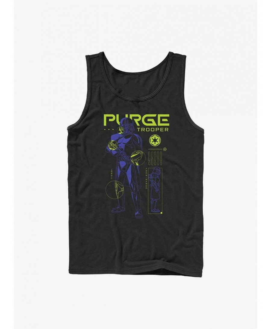 Discount Sale Star Wars Obi-Wan Kenobi Purge Trooper Schematic Tank Top $6.80 Tops