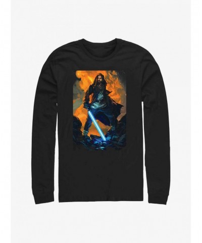 Trendy Star Wars Obi-Wan Kenobi Paint Long-SLeeve T-Shirt $8.52 T-Shirts