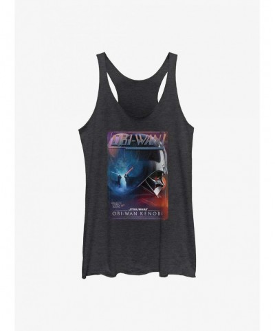 Cheap Sale Star Wars Obi-Wan Vader VHS Cover Girls Raw Edge Tank $5.44 Tanks