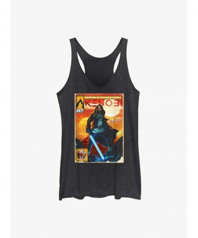 Cheap Sale Star Wars Obi-Wan Komically Kenobi Girls Raw Edge Tank $8.16 Tanks