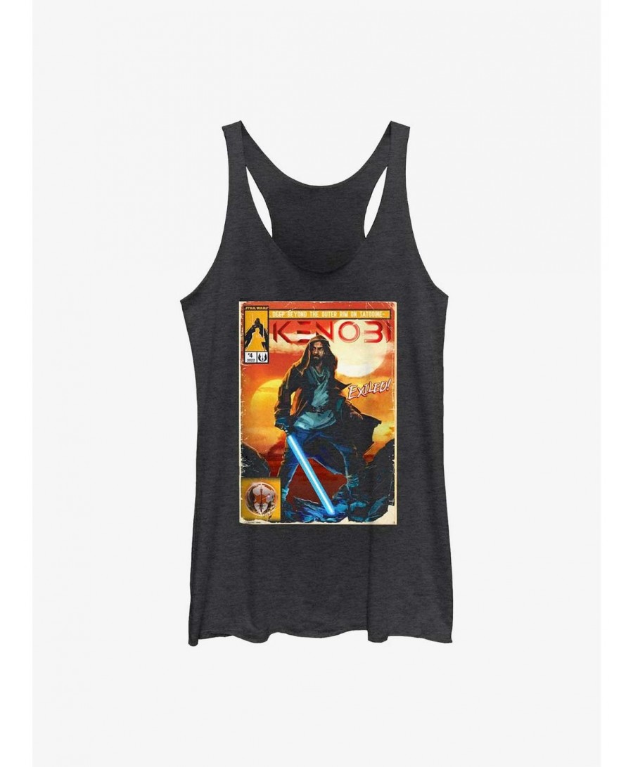 Cheap Sale Star Wars Obi-Wan Komically Kenobi Girls Raw Edge Tank $8.16 Tanks