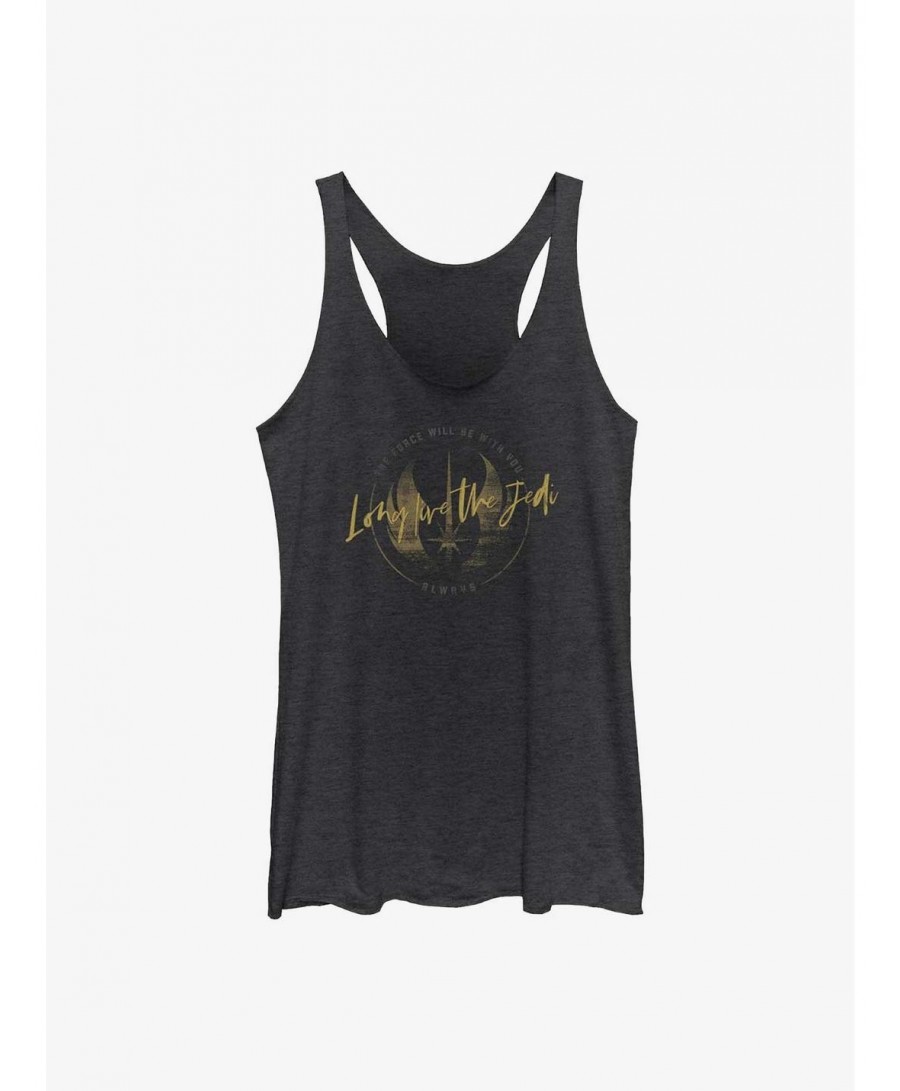 Flash Deal Star Wars Obi-Wan Long Live Jedi Crest Girls Raw Edge Tank $7.25 Tanks