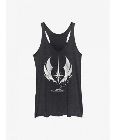 Flash Deal Star Wars Obi-Wan Shattered Jedi Logo Girls Raw Edge Tank $7.07 Tanks